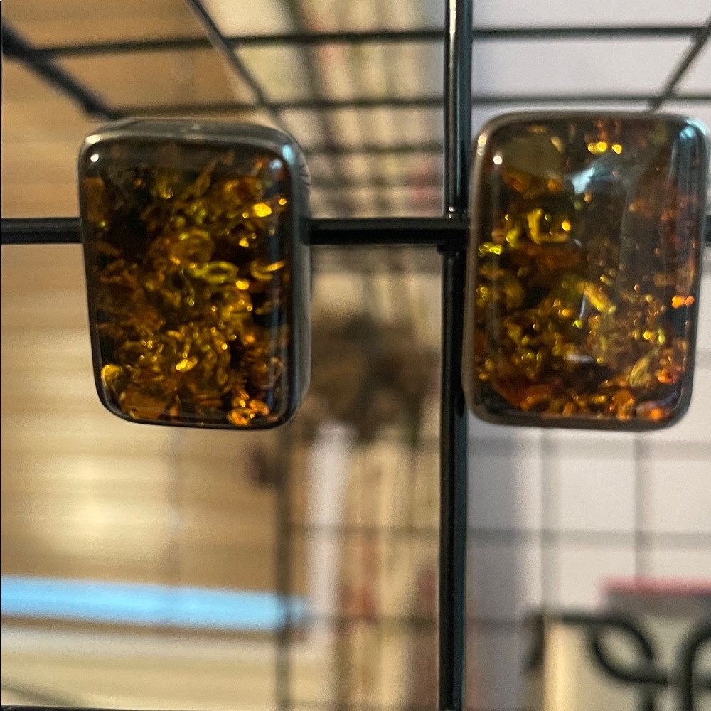 Rectangular Amber Earrings - image 2